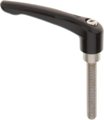 KIPP - 3/8-16, 0.83" Hub Diam, Zinc Die Cast (Stainless Steel Components) Threaded Stud Adjustable Clamping Lever - 2.36" Stud Length, 3.58" OAL, 2.15" High - Industrial Tool & Supply
