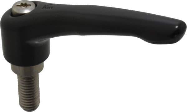 KIPP - 1/2-13, 1.06" Hub Diam, Zinc Die Cast (Stainless Steel Components) Threaded Stud Adjustable Clamping Lever - 1.18" Stud Length, 4.29" OAL, 2.48" High - Industrial Tool & Supply