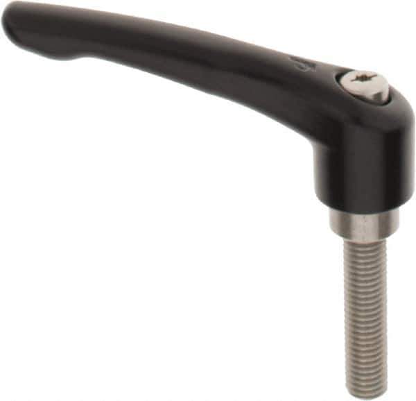 KIPP - M12 x 1.75, 27mm Hub Diam, Zinc Die Cast (Stainless Steel Components) Metric Threaded Stud Adjustable Clamping Lever - 50mm Stud Length, 109mm OAL, 63mm High - Industrial Tool & Supply