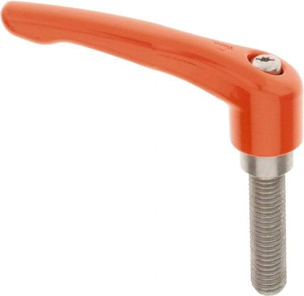 KIPP - 5/8-11, 1.22" Hub Diam, Zinc Die Cast (Stainless Steel Components) Threaded Stud Adjustable Clamping Lever - 2.36" Stud Length, 4.96" OAL, 2.87" High - Industrial Tool & Supply