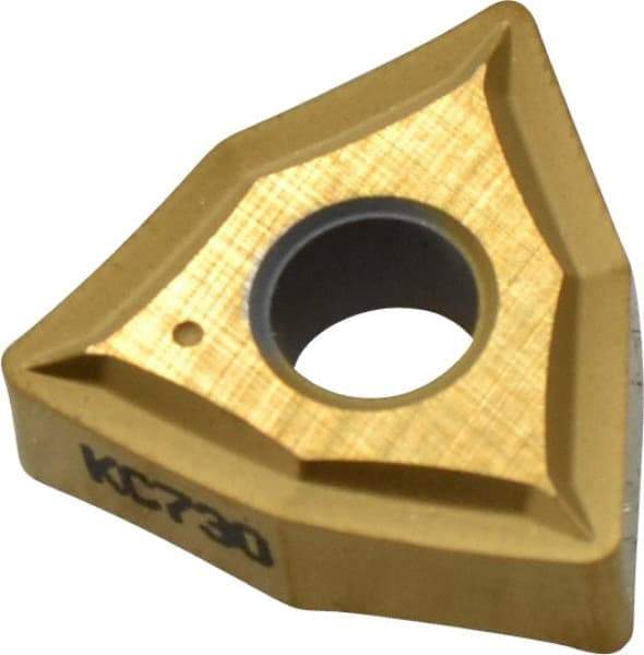Kennametal - WNGP432 K Grade KC730 Carbide Turning Insert - TiN Finish, 80° Trigon, 1/2" Inscr Circle, 3/16" Thick, 1/32" Corner Radius - Industrial Tool & Supply
