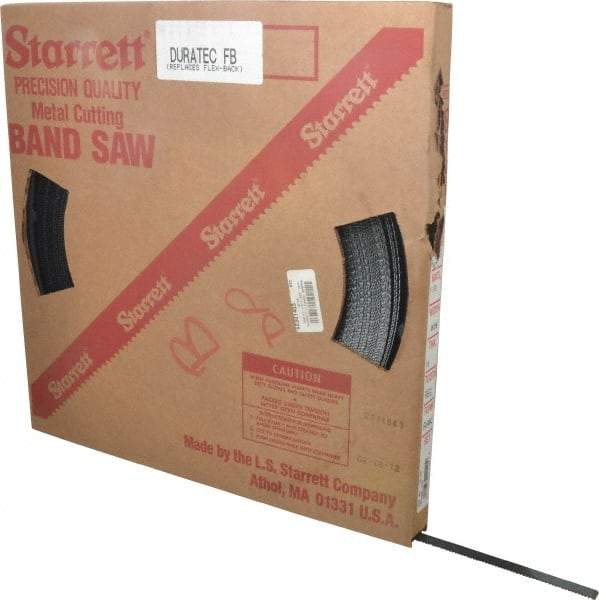 Starrett - 1/2" x 250' x 0.025" Carbon Steel Band Saw Blade Coil Stock - 10 TPI, Toothed Edge, Straight Form, Raker Set, Flexible Back, No Rake Angle, Constant Pitch, Contour Cutting - Industrial Tool & Supply