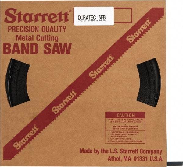Starrett - 1/2" x 250' x 0.025" Carbon Steel Band Saw Blade Coil Stock - 14 TPI, Toothed Edge, Straight Form, Raker Set, Flexible Back, No Rake Angle, Constant Pitch, Contour Cutting - Industrial Tool & Supply