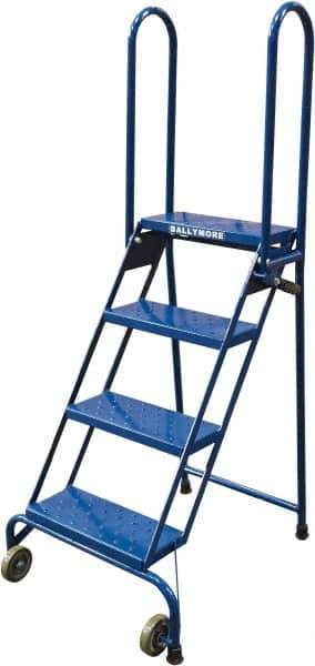 Ballymore - 65" 4 Step Ladder - Portable Folding Safety Ladder, 350 Lb Capacity, 40" Platform Height, 24" Base Width x 30" Base Depth, Perforated Tread - Industrial Tool & Supply
