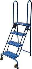 Ballymore - 65" 4 Step Ladder - Portable Folding Safety Ladder, 350 Lb Capacity, 40" Platform Height, 24" Base Width x 30" Base Depth, Perforated Tread - Industrial Tool & Supply