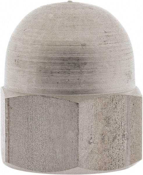 Value Collection - M18x2.5 Metric Coarse, 27mm Width Across Flats, Uncoated, Stainless Steel Acorn Nut - 30mm Overall Height, Austenitic A2, DIN 1587 - Industrial Tool & Supply