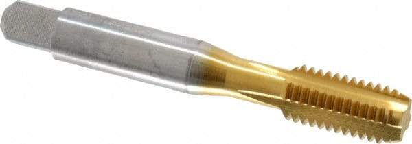 Balax - M10x1.50 Metric Coarse 4 Flute TiN Finish Cobalt Straight Flute Machine Tap - Bottoming, Right Hand Thread, 2-15/16" OAL, 0.98" Thread Length, D4 Limit, Oversize - Exact Industrial Supply