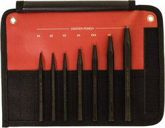 Mayhew - 7 Piece, 1/16 to 1/4", Center Punch Set - Hex Shank, Steel, Comes in Kit Bag - Industrial Tool & Supply
