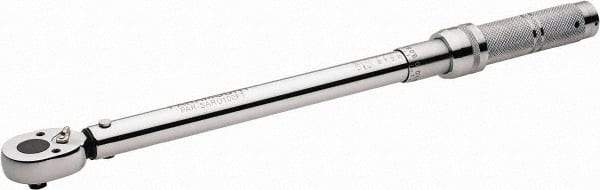 Paramount - 3/8" Drive Micrometer Type Ratchet Head Torque Wrench - 33.9 N/m to 142 N/m Torque, 16-1/2" OAL, 1/2 Ft/Lb Graduation - Industrial Tool & Supply