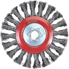 Norton - 4-1/2" OD, 5/8-11 Arbor Hole, Knotted Carbon Wheel Brush - Industrial Tool & Supply
