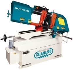 Clausing - 9 x 14-1/2" Max Capacity, Manual Step Pulley Horizontal Bandsaw - 75, 121, 190, 305 SFPM Blade Speed, 110/220 Volts, 45°, 1.5 hp, 1 Phase - Industrial Tool & Supply