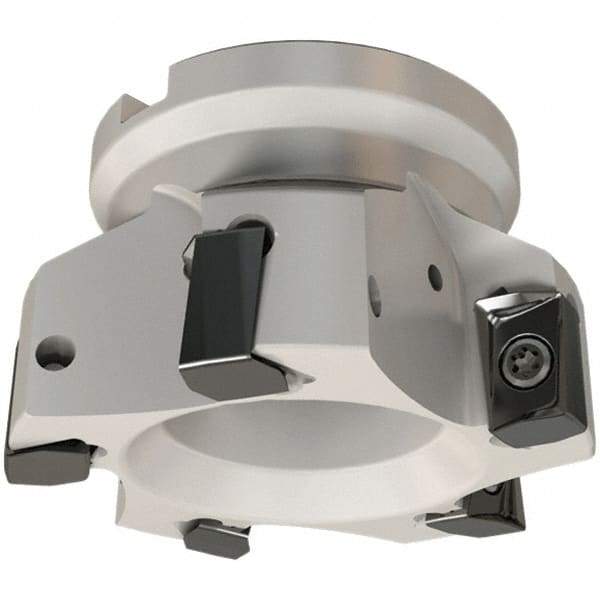 Iscar - 4 Inserts, 50mm Cut Diam, 22mm Arbor Diam, 16.3mm Max Depth of Cut, Indexable Square-Shoulder Face Mill - 0/90° Lead Angle, 40mm High, H490 AN.X 17 Insert Compatibility, Through Coolant, Series Helido - Industrial Tool & Supply