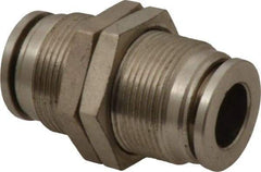 Value Collection - 3/8" Outside Diam, Nickel Plated Brass Push-to-Connect Tube Bulkhead Union - 150 Max psi, Tube to Tube Connection, Brass O-Ring - Industrial Tool & Supply