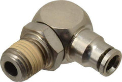 Value Collection - 1/2" Outside Diam, 1/2 NPT, Nickel Plated Brass Push-to-Connect Tube Male Elbow - 150 Max psi, Tube to Male NPT Connection, Brass O-Ring - Industrial Tool & Supply