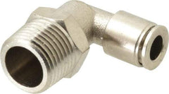 Value Collection - 1/4" Outside Diam, 3/8 NPT, Nickel Plated Brass Push-to-Connect Tube Male Elbow - 150 Max psi, Tube to Male NPT Connection, Brass O-Ring - Industrial Tool & Supply
