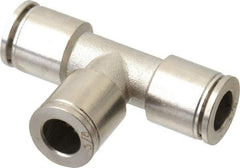 Value Collection - 3/8" Outside Diam, Nickel Plated Brass Push-to-Connect Tube Union Tee - 150 Max psi, Tube to Tube Connection, Brass O-Ring - Industrial Tool & Supply