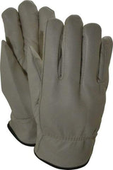 MCR Safety - Size M Grain Cowhide Work Gloves - For Work & Driver, Uncoated, Slip-On Cuff, Brown, Paired - Industrial Tool & Supply