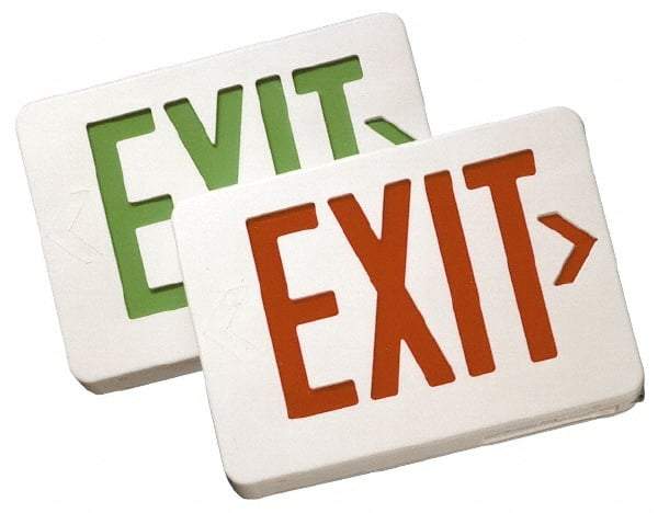 Mule - 1 Face, 2 Watt, White, Polycarbonate, LED, Illuminated Exit Sign - 120/277 VAC, No Battery Backup, Universal Mounted, 12 Inch Long x 1-1/2 Inch Wide x 7-1/2 Inch High - Industrial Tool & Supply