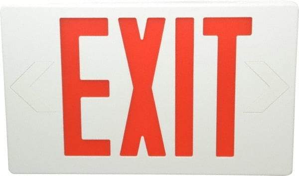 Mule - 1 Face, 5 Watt, White, Polycarbonate, LED, Illuminated Exit Sign - 120/277 VAC, Nickel Cadmium, Universal Mounted, 12 Inch Long x 1-1/2 Inch Wide x 7-1/2 Inch High - Industrial Tool & Supply