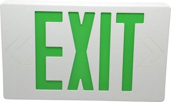Mule - 1 Face, 5 Watt, White, Polycarbonate, LED, Illuminated Exit Sign - 120/277 VAC, Nickel Cadmium, Universal Mounted, 12 Inch Long x 1-1/2 Inch Wide x 7-1/2 Inch High - Industrial Tool & Supply