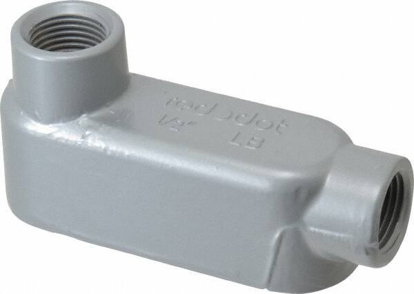 Thomas & Betts - LB Body, 1/2" Trade, IMC, Rigid Aluminum Conduit Body - Oval, 4-9/32" OAL, 4.3 cc Capacity, Gray - Industrial Tool & Supply