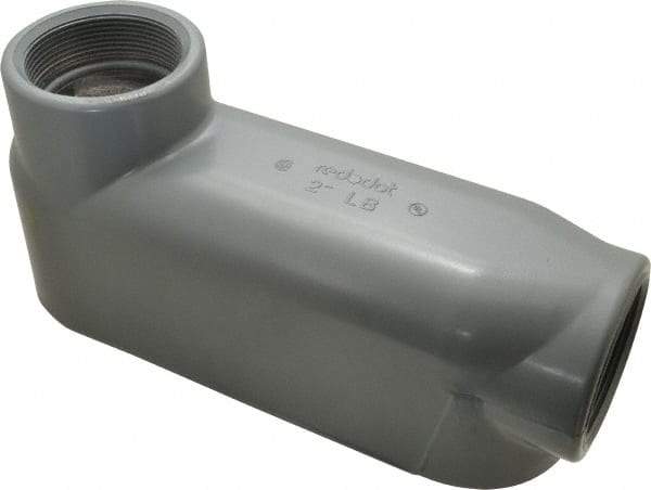 Thomas & Betts - LB Body, 2" Trade, IMC, Rigid Aluminum Conduit Body - Oval, 9-13/16" OAL, 69-1/2 cc Capacity, Gray - Industrial Tool & Supply