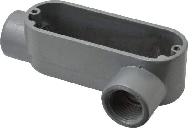 Thomas & Betts - LL Body, 1/2" Trade, IMC, Rigid Aluminum Conduit Body - Oval, 3-1/2" OAL, 4.3 cc Capacity, Gray - Industrial Tool & Supply