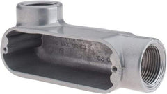 Thomas & Betts - LL Body, 1" Trade, IMC, Rigid Aluminum Conduit Body - Oval, 4-7/8" OAL, 11.8 cc Capacity, Gray - Industrial Tool & Supply