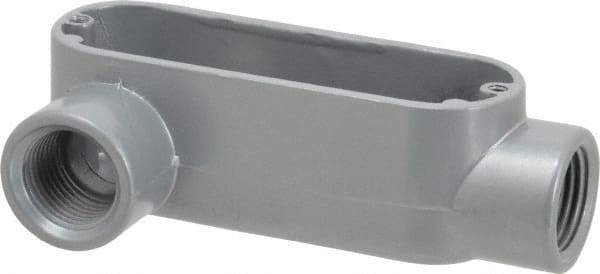 Thomas & Betts - LR Body, 1/2" Trade, IMC, Rigid Aluminum Conduit Body - Oval, 3-1/2" OAL, 4.3 cc Capacity, Gray - Industrial Tool & Supply