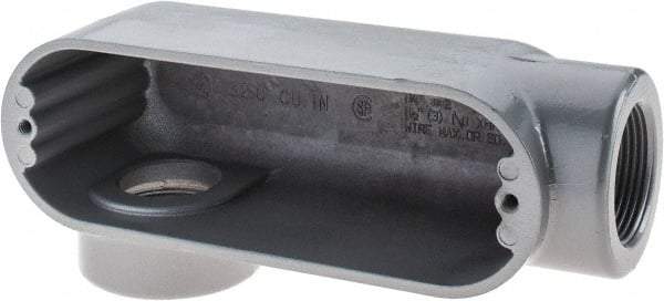 Thomas & Betts - LR Body, 1-1/4" Trade, IMC, Rigid Aluminum Conduit Body - Oval, 6-1/2" OAL, 32 cc Capacity, Gray - Industrial Tool & Supply