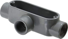 Thomas & Betts - T Body, 1/2" Trade, IMC, Rigid Aluminum Conduit Body - Oval, 4-3/8" OAL, 4.3 cc Capacity, Gray - Industrial Tool & Supply