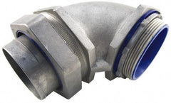 Thomas & Betts - 3-1/2" Trade, Die Cast Zinc Compression Angled FMC & Liquidtight Conduit Connector - Partially Insulated - Industrial Tool & Supply