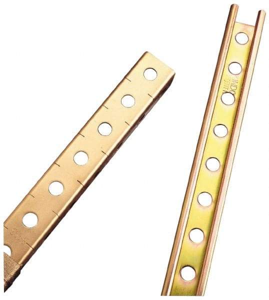 Thomas & Betts - 8 Ft. Long x 1-1/2 Inch Deep x 1-1/2 Inch Wide, Steel Raceway - No Cover, 1 Channel, Gold, Galvanized - Industrial Tool & Supply