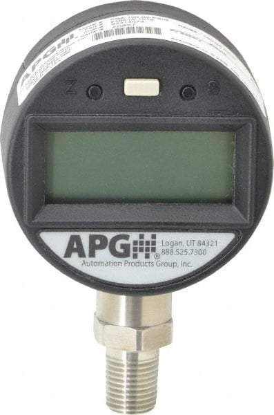 Made in USA - 2-1/2" Dial, 1/4 Thread, 0-100 Scale Range, Pressure Gauge - Lower Connection Mount, Accurate to 0.25% of Scale - Industrial Tool & Supply