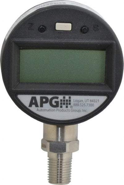 Made in USA - 2-1/2" Dial, 1/4 Thread, 0-300 Scale Range, Pressure Gauge - Lower Connection Mount, Accurate to 0.25% of Scale - Industrial Tool & Supply