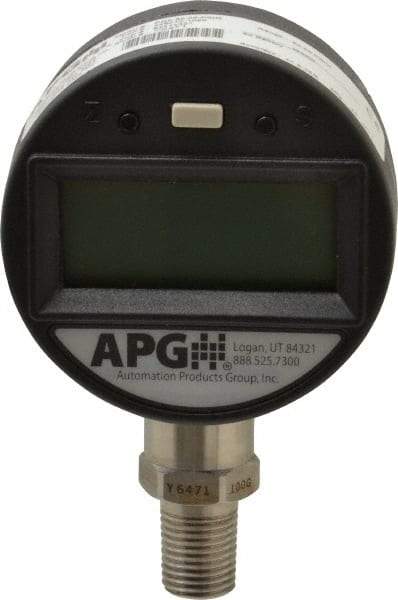 Made in USA - 2-1/2" Dial, 1/4 Thread, 0-60 Scale Range, Pressure Gauge - Lower Connection Mount, Accurate to 0.25% of Scale - Industrial Tool & Supply