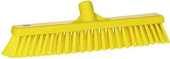 Vikan - 16" Fine Particle Synthetic Push Broom - 2" Bristle Length, Plastic Block, European Threaded Handle Connection - Industrial Tool & Supply