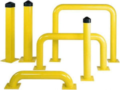 Eagle - 4-1/2" Diam x 36" High, Yellow Steel Bollard - 8" Wide x 8" Long Mounting Plate, 45 Lb - Industrial Tool & Supply