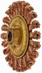 Ampco - 4" OD, 5/8-11 Arbor Hole, Knotted Phosphorus Bronze Alloy Wheel Brush - 3/8" Face Width, 9/16" Trim Length, 20,000 RPM - Industrial Tool & Supply