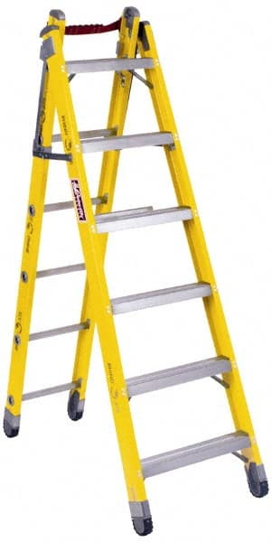 Louisville - 7 Steps, 7' High, Type IAA Rating, Fiberglass Multi-Use Ladder - Industrial Tool & Supply