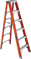 Louisville - 5 Steps, 5' High, Type IAA Rating, Fiberglass Step Ladder - 375 Lb Capacity, 20-5/16" Base Width - Industrial Tool & Supply