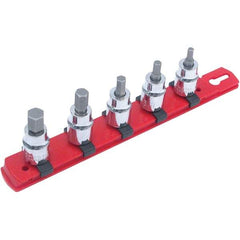 Wiha - 5 Piece 1/4" Drive Hex Bit Socket Set - 4 to 10mm Hex, Comes in Rail - Industrial Tool & Supply