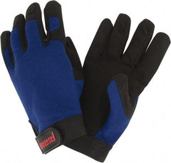 MCR Safety - Size L Synthetic Blend Work Gloves - Adjustable Closure Cuff, Black/Blue, Paired - Industrial Tool & Supply