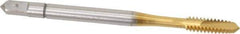 Accupro - #6-32 UNC, 2 Flute, TiN Finish, Powdered Metal Spiral Point Tap - Plug Chamfer, Right Hand Thread, 2" OAL, 3B Class of Fit - Exact Industrial Supply