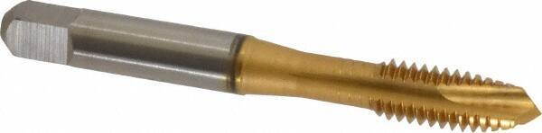 Accupro - 5/16-18 UNC, 3 Flute, TiN Finish, Powdered Metal Spiral Point Tap - Plug Chamfer, Right Hand Thread, 2-23/32" OAL, 3B Class of Fit - Exact Industrial Supply
