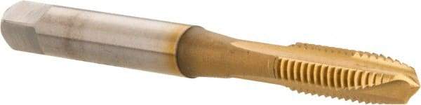 Accupro - M6x1.00 Metric Coarse, 3 Flute, TiN Finish, Powdered Metal Spiral Point Tap - Plug Chamfer, Right Hand Thread, 2-1/2" OAL, 6H Class of Fit - Exact Industrial Supply