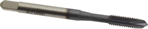 Accupro - #10-32 UNF, 3 Flute, TiCN Finish, Powdered Metal Spiral Point Tap - Plug Chamfer, Right Hand Thread, 2-3/8" OAL, 2B Class of Fit - Exact Industrial Supply