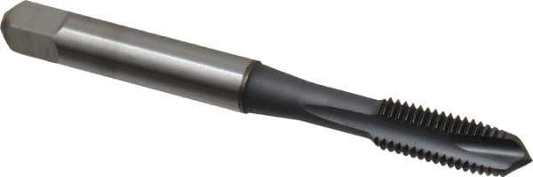 Accupro - 1/4-28 UNF, 3 Flute, TiCN Finish, Powdered Metal Spiral Point Tap - Plug Chamfer, Right Hand Thread, 2-1/2" OAL, 3B Class of Fit - Exact Industrial Supply