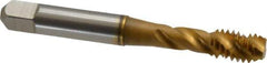 Accupro - 5/16-18 UNC 3 Flute 3B Modified Bottoming Spiral Flute Tap - Powdered Metal, TiN Finish, 2-23/32" OAL, Right Hand Flute, Right Hand Thread, H3 - Exact Industrial Supply