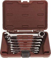Paramount - 8 Piece, 5/16 to 3/4", Reversible Ratcheting Combination Wrench Set - Inch System of Measurement, Full Polish Chrome Finish, Comes in Blow Molded Case - Industrial Tool & Supply
